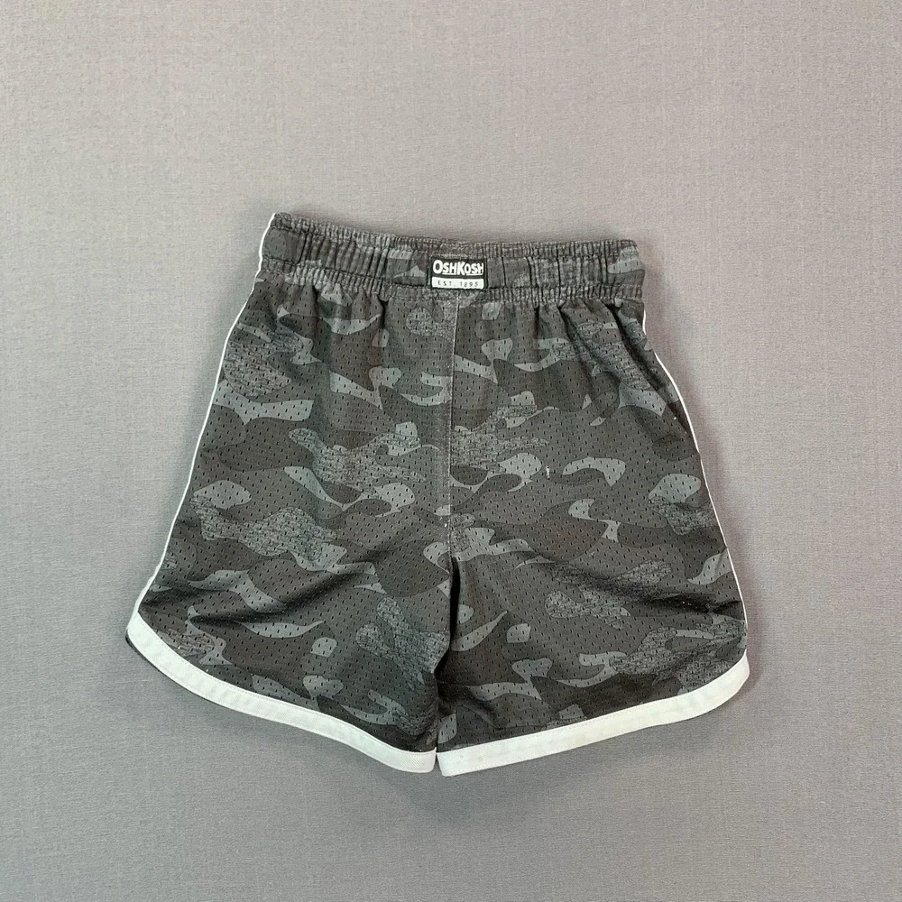 OshKosh B'gosh Shorts Kids 4T Gray Camo Mesh Athletic Elastic Waist Gym